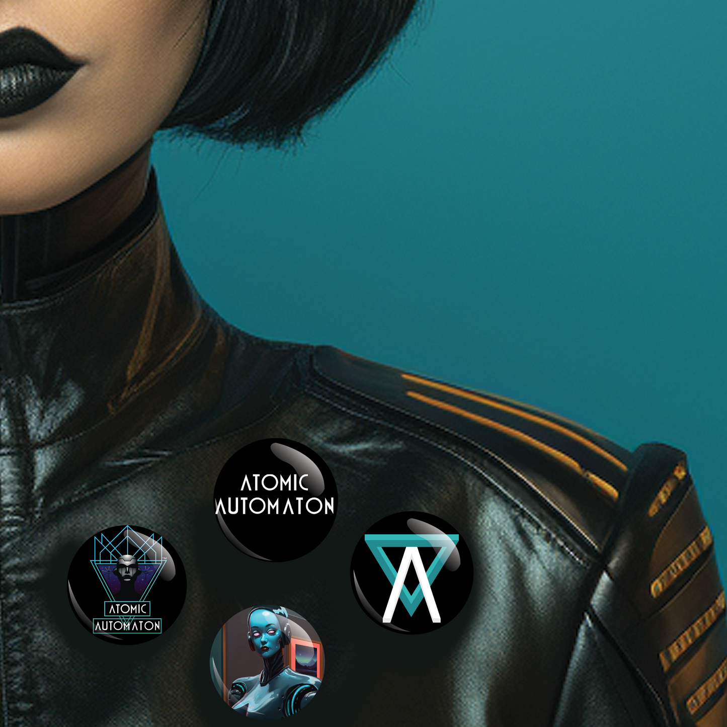 Atomic Automaton Branded Core Pinback Button Set